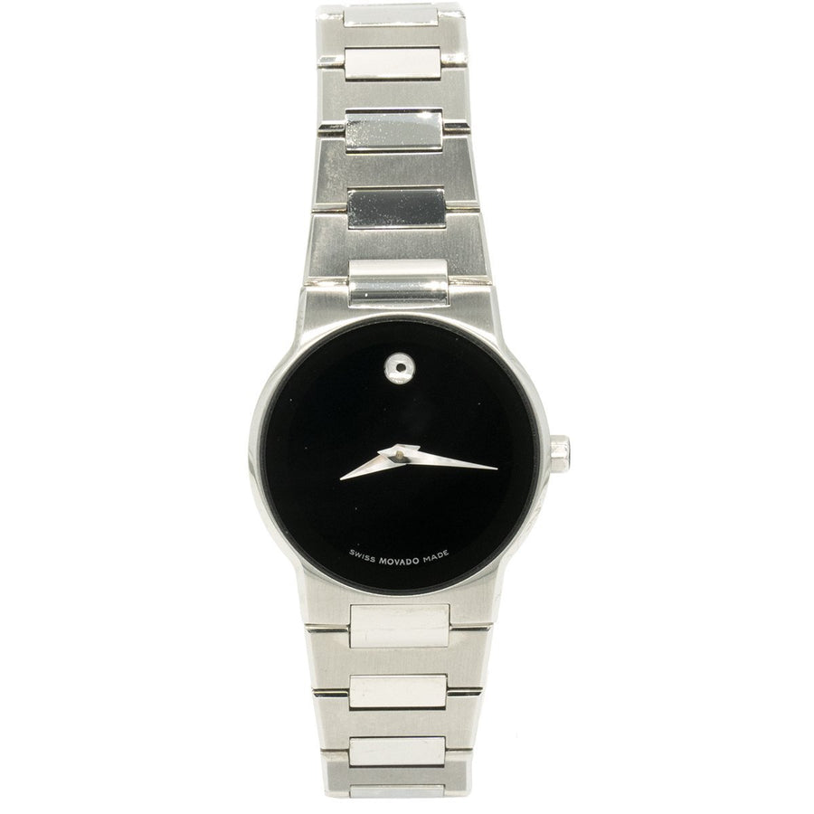 Movado Safiro 0605806 27mm Stainless Steel Black Dial Women's Watch - Giorgio Conti Jewelers