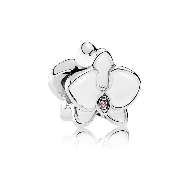 Orchid, White Enamel & Orchid CZ - Giorgio Conti Jewelers