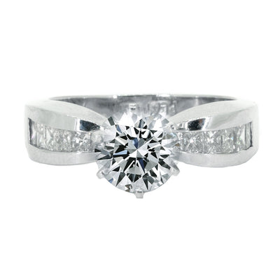 Platinum 0.64ctw Round Cut Channel Set Diamond Engagement Ring - Giorgio Conti Jewelers