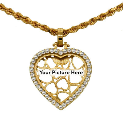 Rose Gold 1.00ctw Round Cut Prong Set Diamond Heart Memory Pendant - Giorgio Conti Jewelers