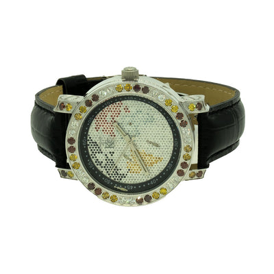 Techno Com. By KC WA001541 45mm Stainless Steel Factory Diamond World Map Dial Watch - Giorgio Conti Jewelers