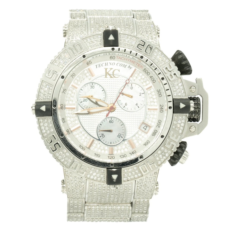 Techno Com. By KC WA002610 50mm Stainless Steel Factory Diamond MOP Chronograph Dial Watch - Giorgio Conti Jewelers