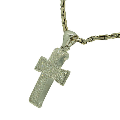 Diamond Cross Necklace, Diamond Cross Pendant 18K White Gold, Round  Brilliant Cut Diamond Cross Religious Charm - Etsy
