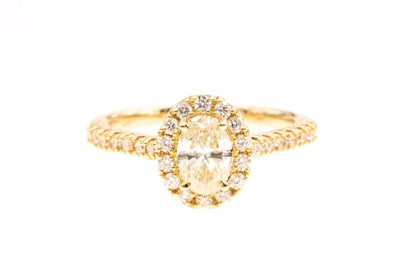 Yellow Gold 1.13ctw Oval Brilliant Cut Prong Set Halo Diamond Engagement Ring - Giorgio Conti Jewelers