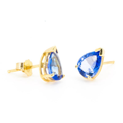 Yellow Gold Natural 2.00ctw Pear Shape Tanzanite Prong Set Stud Earrings Fine Tanzanite - Giorgio Conti Jewelers