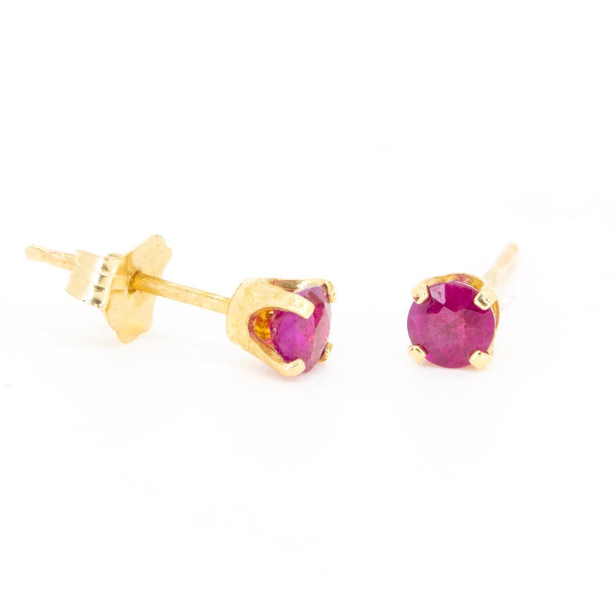 Yellow Gold Petite Natural Fine Ruby Gemstone Stud Earrings - Giorgio Conti Jewelers